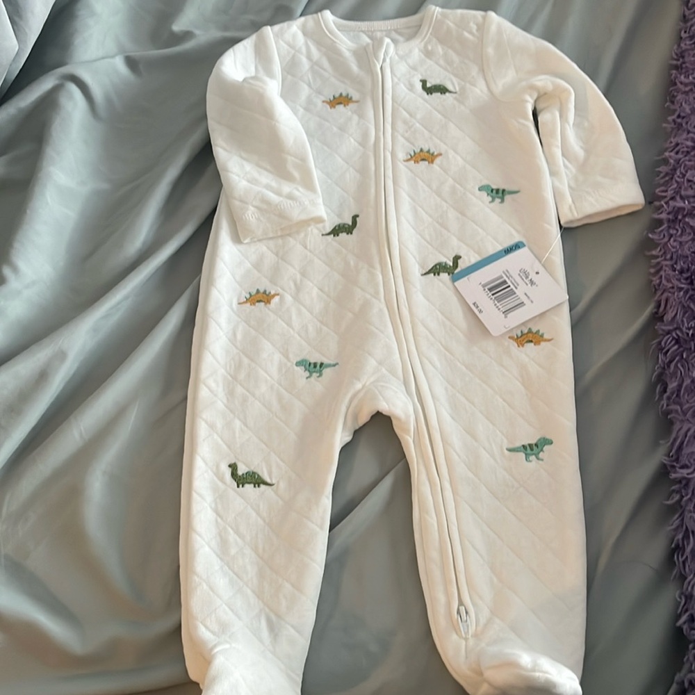 Little Me Dino Quilted Footie size 6 months embroidered EUC